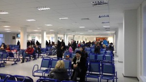 Временный зал ожидания в новом терминале "Пулково"