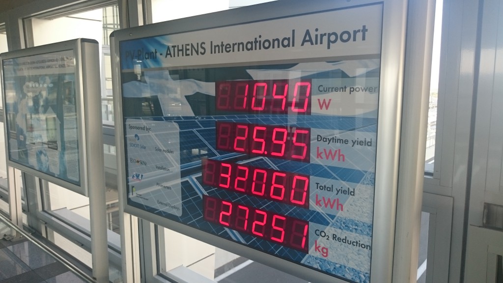 Аэропорт в Афинах частично работает на солнечной энергии.