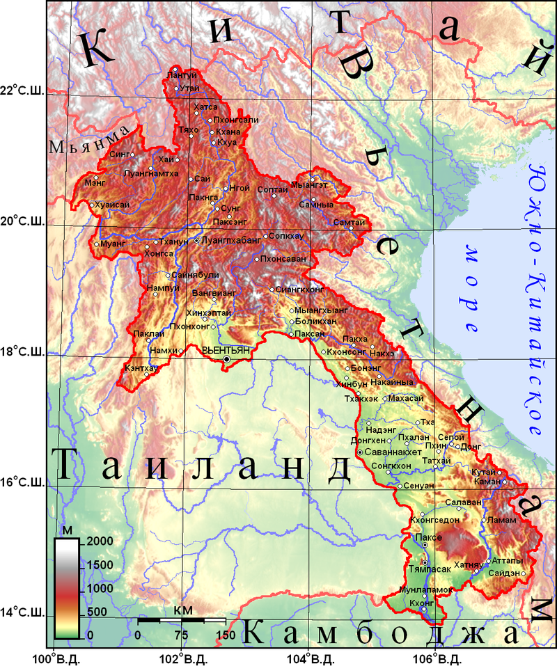 Карта лаоса на русском
